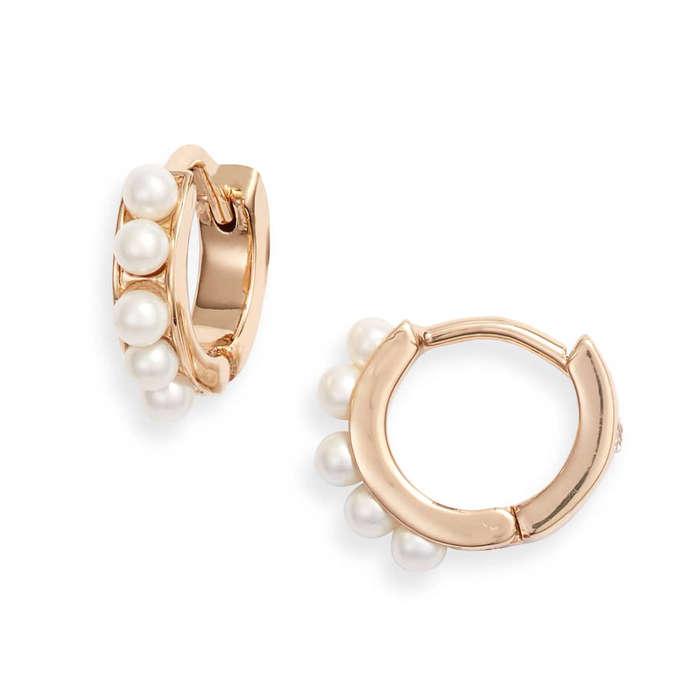 Vince Camuto Imitation Pearl Huggie Earrings