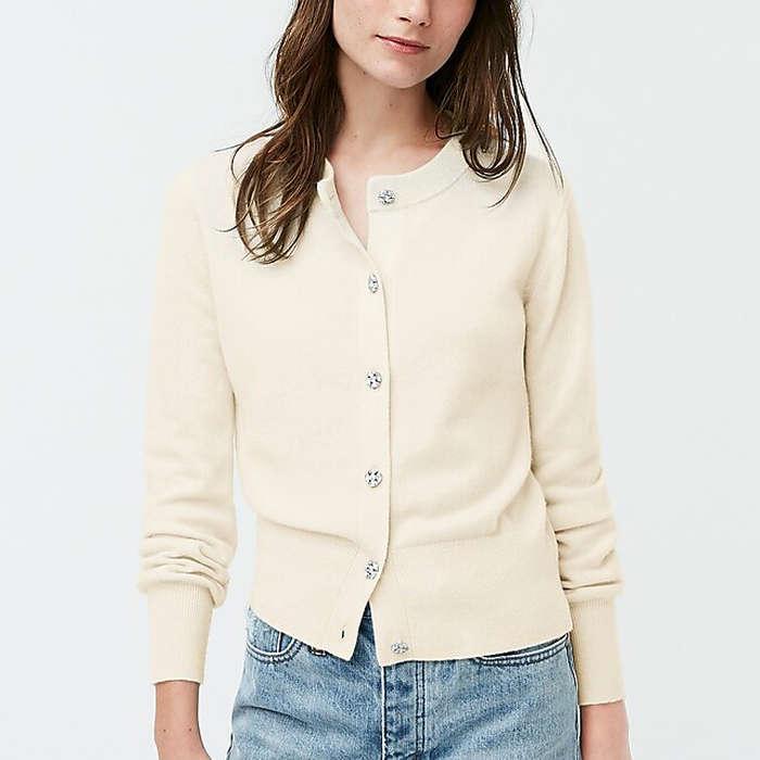 J.Crew Everyday Cashmere Cardigan With Jeweled Buttons