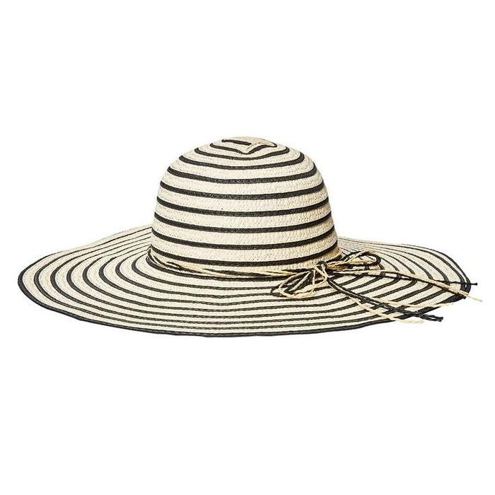 Rampage Striped Sun Hat With Straw Bow