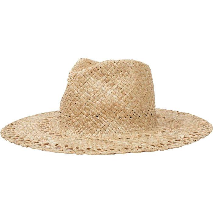 Brixton Hampton Wide Brim Straw Fedora Hat
