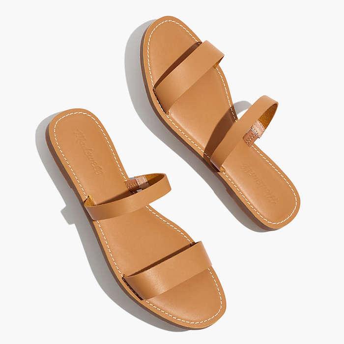 Madewell The Boardwalk Double-Strap Slide Sandal In Leather