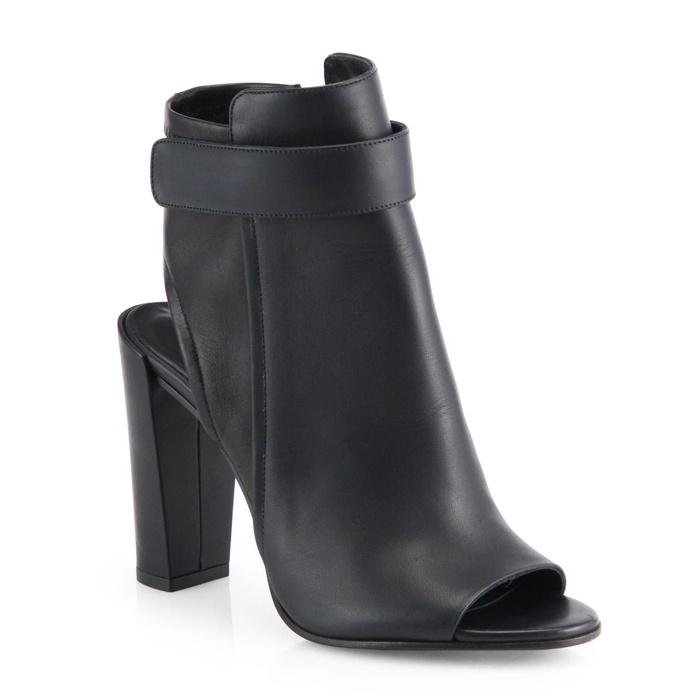 Vince Brigham Leather Open-Toe Ankle Boots