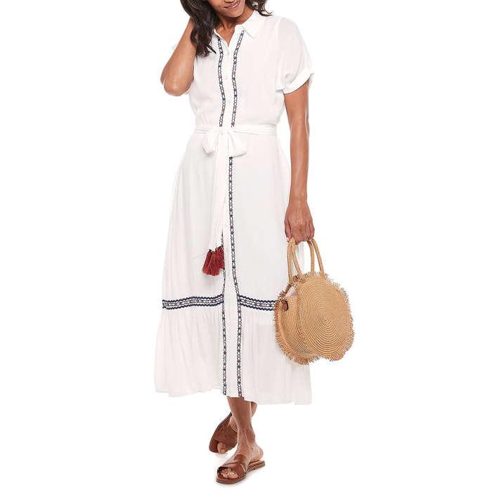 Sonoma Goods For Life + Now & Gen Embroidered Midi Shirtdress