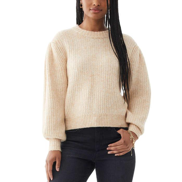 Scoop Cropped Balloon Sleeve Sweater