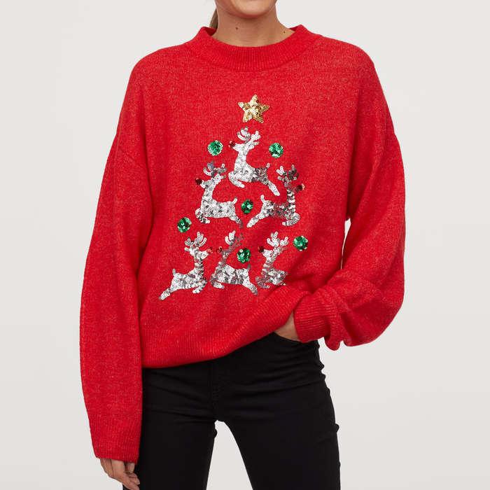 H&M Knit Sweater With Sequin Motif
