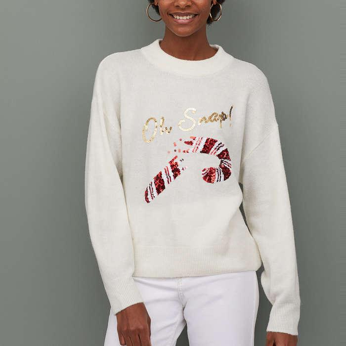H&M Knit Sweater With Sequin Motif