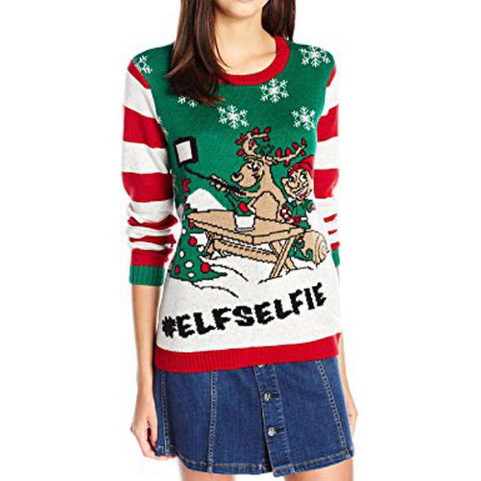 Christmas Ugly Sweater Co Elf Selfie-Pullover