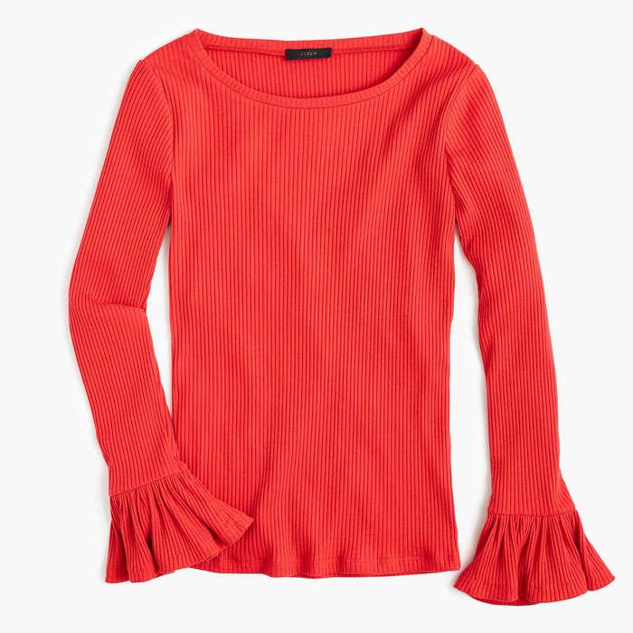 J.Crew Ribbed Bell-Sleeve Top