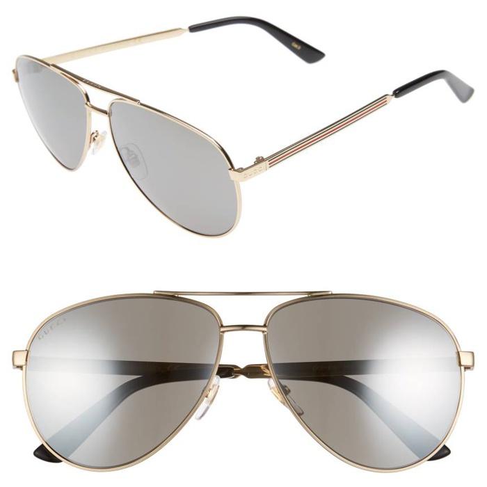 Gucci 61mm Polarized Aviator Sunglasses: Sale $303.90, After Sale $455