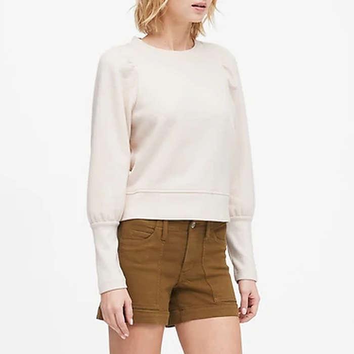 Banana Republic Cropped Puff-Sleeve Sweatshirt