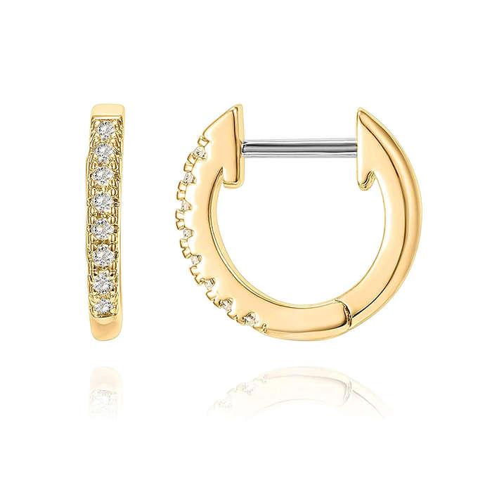 PAVOI 14K Gold Plated Cubic Zirconia Huggie Earrings