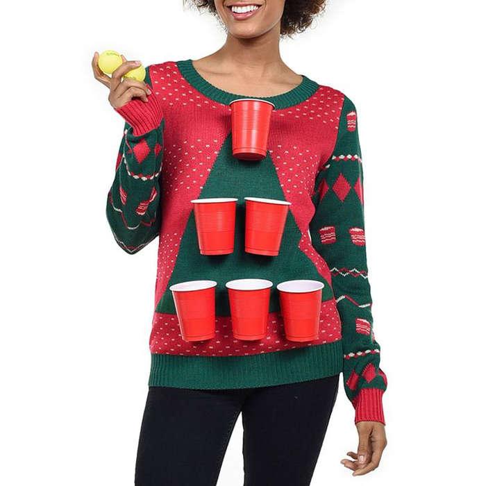 Tipsy Elves Women's Beer Pong Christmas Sweater