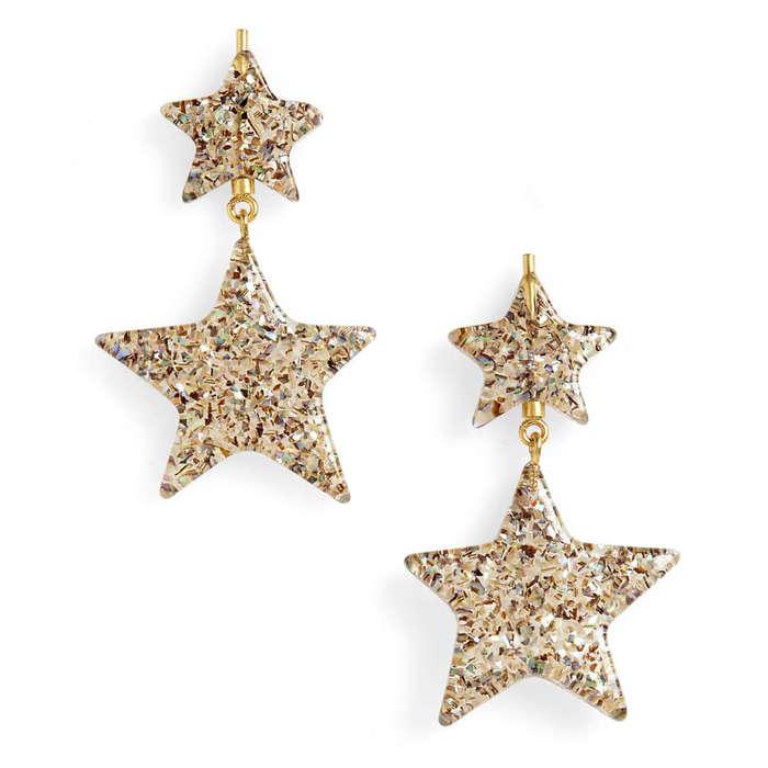 Madewell Glitter Star Statement Earrings