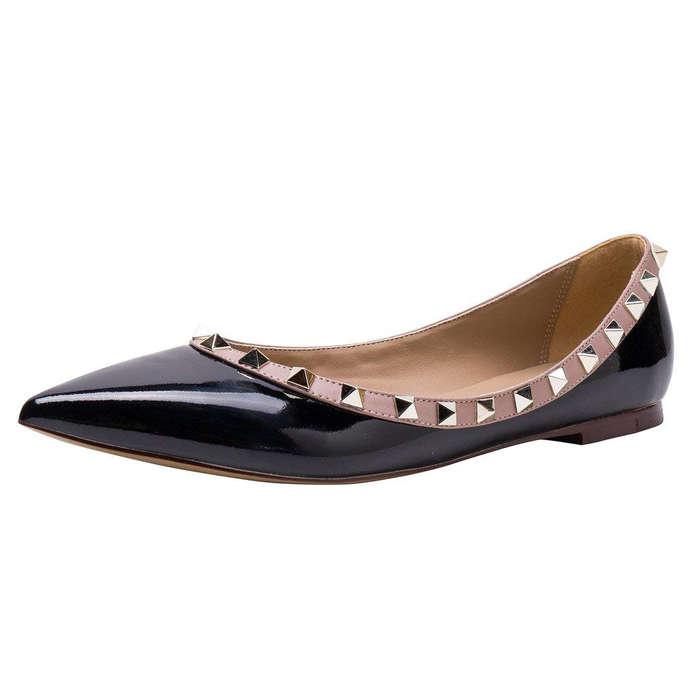 Kaitlyn Pan Pointed Toe Studded Ballerina Flat