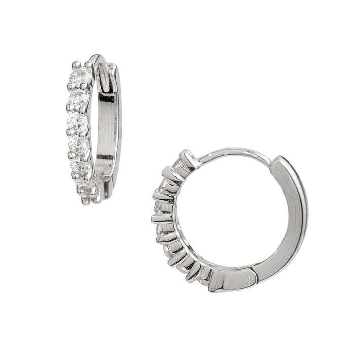 Nordstrom Pavé Half Stone Huggie Hoop Earrings