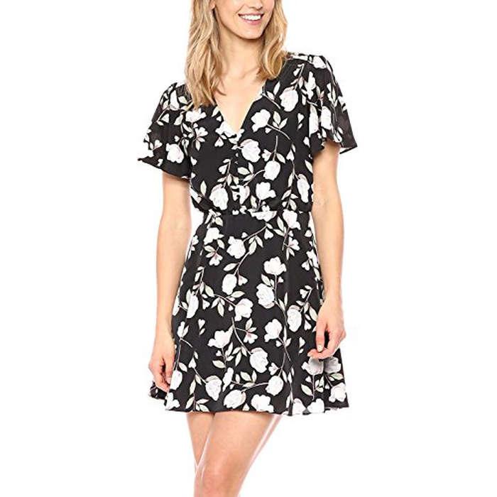 J.O.A. Floral Printed Button Down Fit and Flare Dress