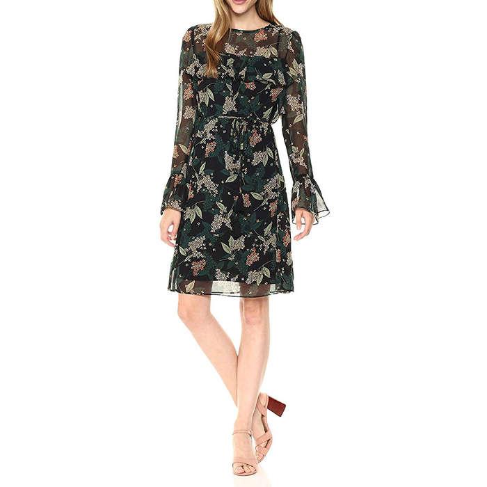 Donna Morgan Noelle Long Sleeve Chiffon Dress