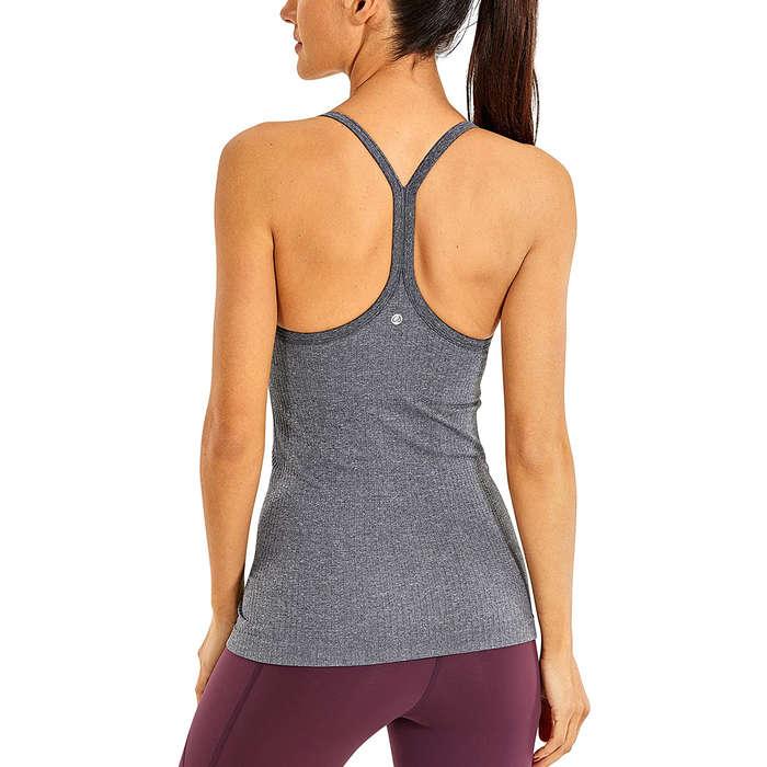 CRZ Yoga Seamless Workout Tank Top With Built In Bra