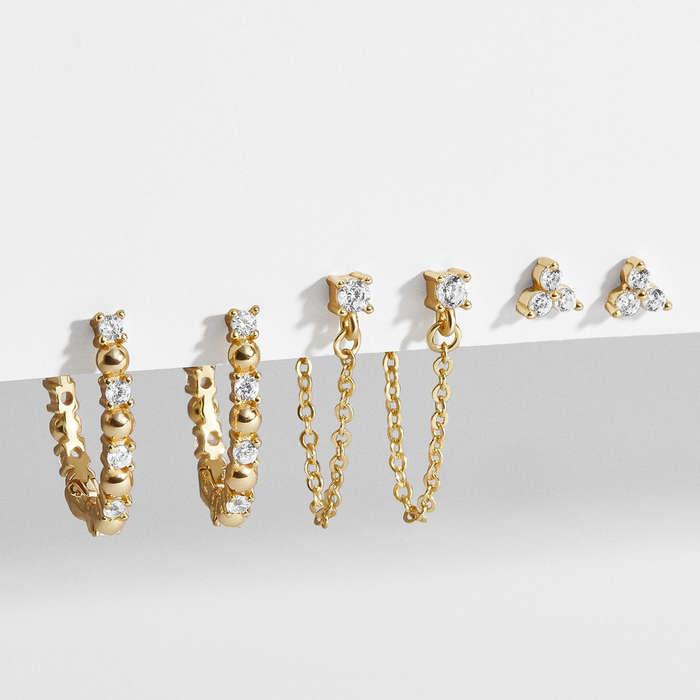 BaubleBar Lydia 18k Gold Earring Set