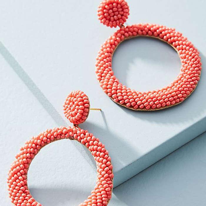 Deepa Anya Beaded Hoop Drop Earrings