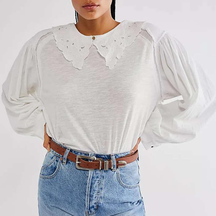 Free People Dolly Collar Top