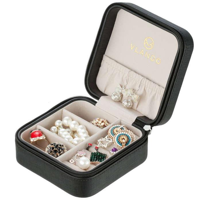 Vlando Small Faux Leather Travel Jewelry Box