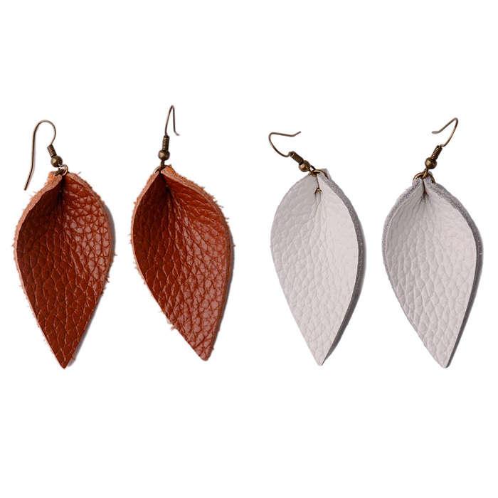 L&N Rainbery Petal Leather Earrings