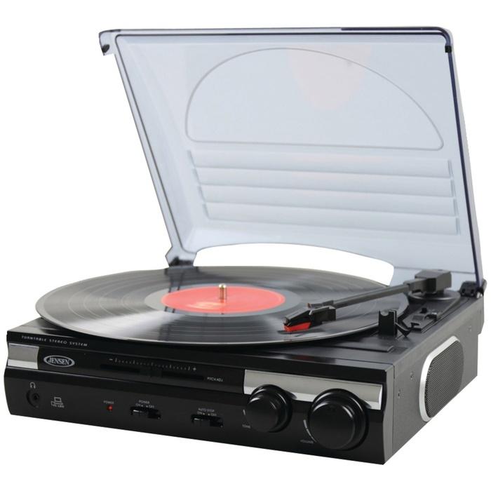 Jensen 3 Speed Stereo Turntable with Built in Speakers