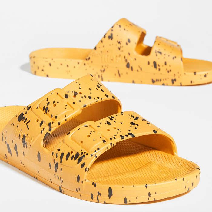 Freedom Moses Double Strap Slide Sandals In Mikado Splatter