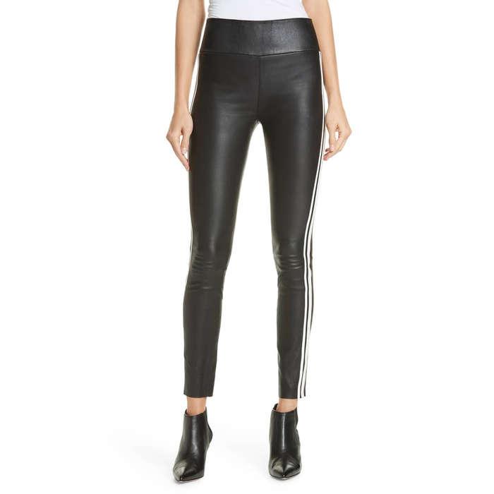 SPRWMN Two-Stripe Leather Leggings