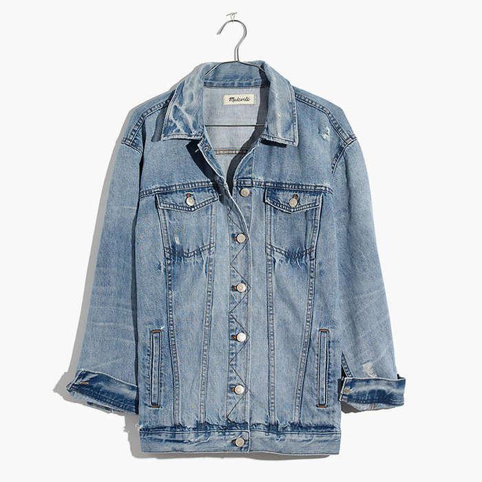 Madewell The Oversized Jean Jacket In Junction Wash: Distressed Edition