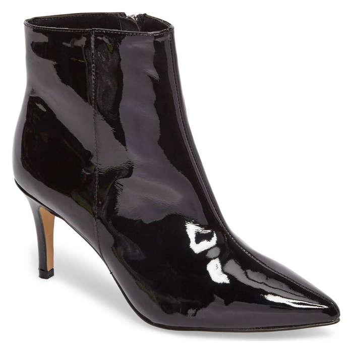 Halogen Anita Bootie - Black patent booties are ideal for a cold, rainy night