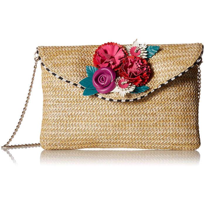 Betsey Johnson Gypsy Rose Straw Flower Crossbody