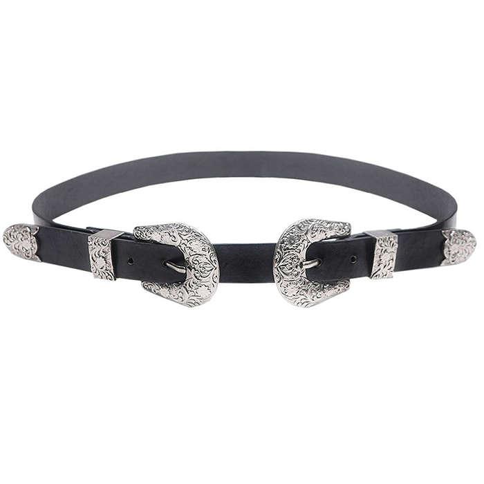 Wink Gal Metal Western Double Buckle Belt