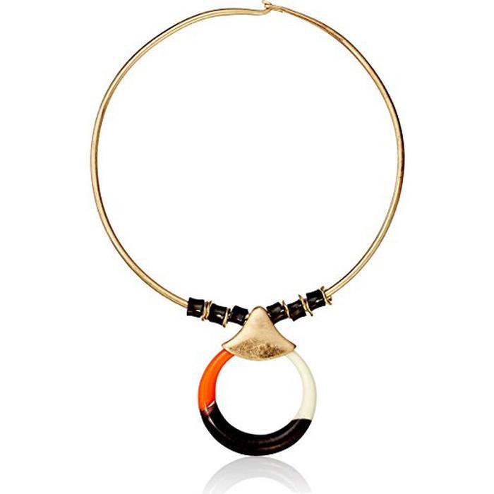 Robert Lee Morris "Primal Connection" Color Blocked Circle Pendant Necklace