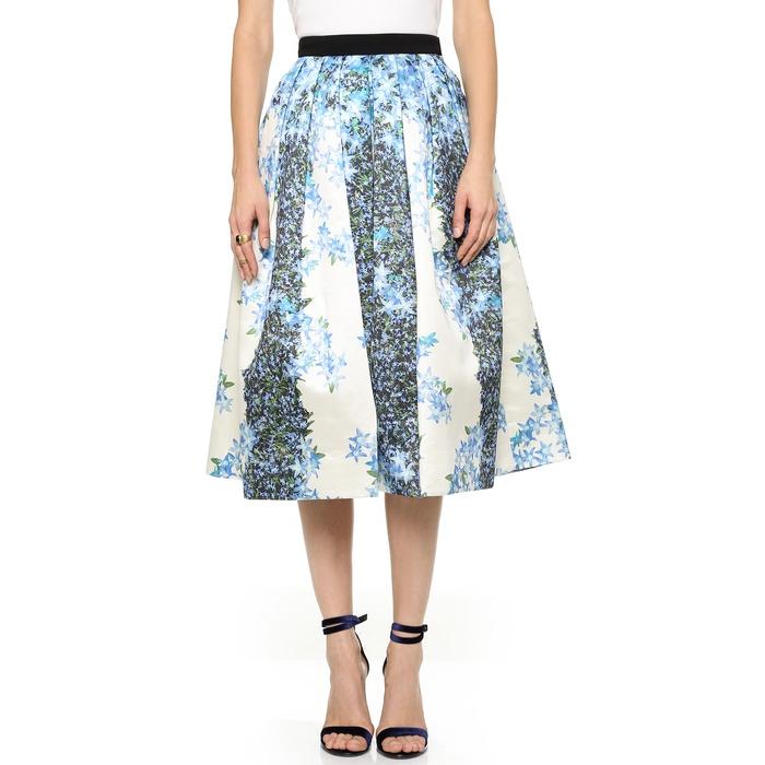 Tibi Floral Silk Full Skirt