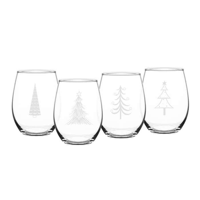 Cathy's Concepts Holiday Trees Wine Glasses