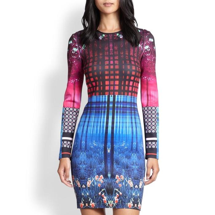 Clover Canyon Enchanted Woods Printed Neoprene Body-Con Dress