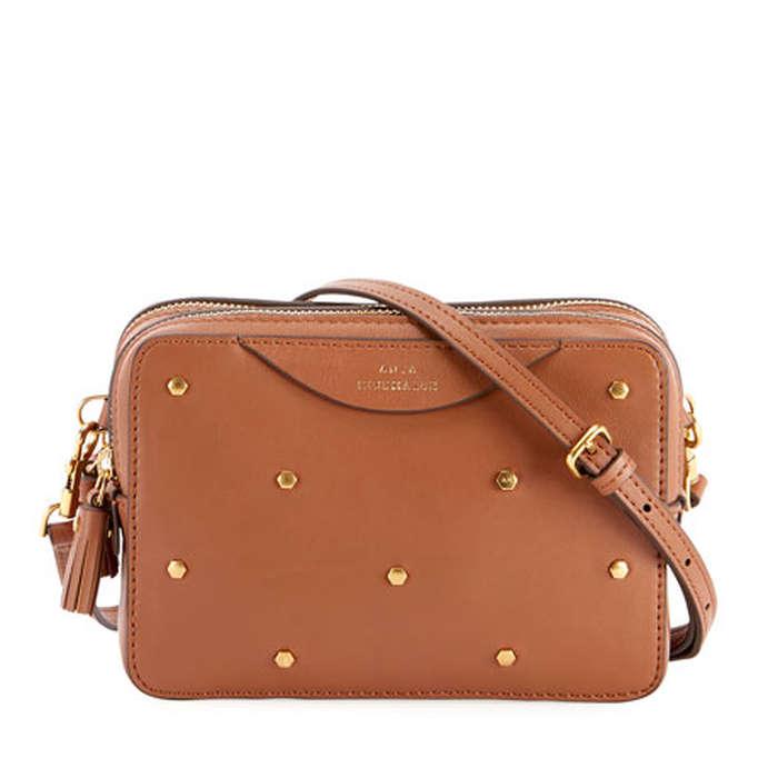 Anya Hindmarch Studded Leather Double-Zip Wallet On Strap