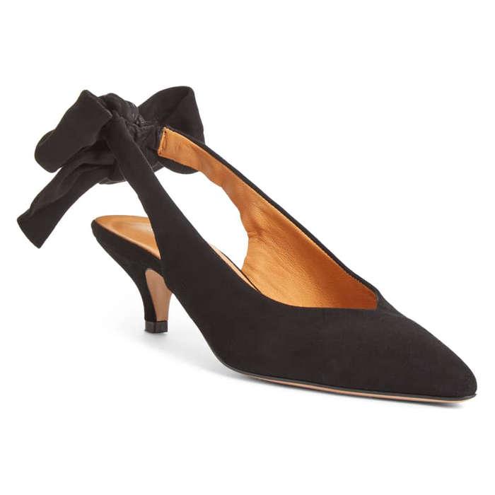 Ganni Sabine Bow Kitten Heel Pump