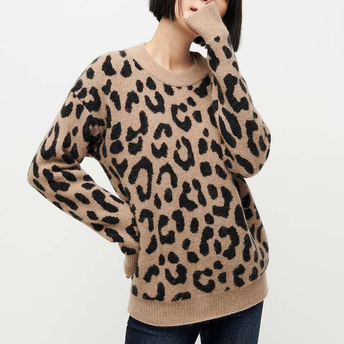 J.Crew Crewneck Leopard Print Sweater