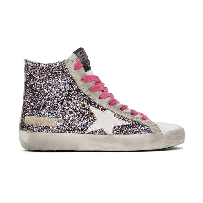 Golden Goose Multicolor & Grey Glitter Francy Sneakers