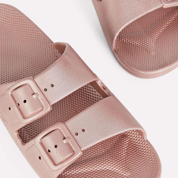 Freedom Moses Double Strap Slide Sandals In Rose