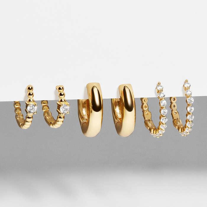BaubleBar Lauren 18k Gold Earring Set