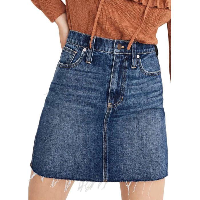 Madewell Reworked Rigid Denim Straight Miniskirt