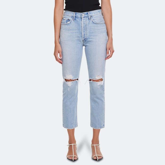 AGOLDE Riley High Rise Cropped Straight Fit Jeans