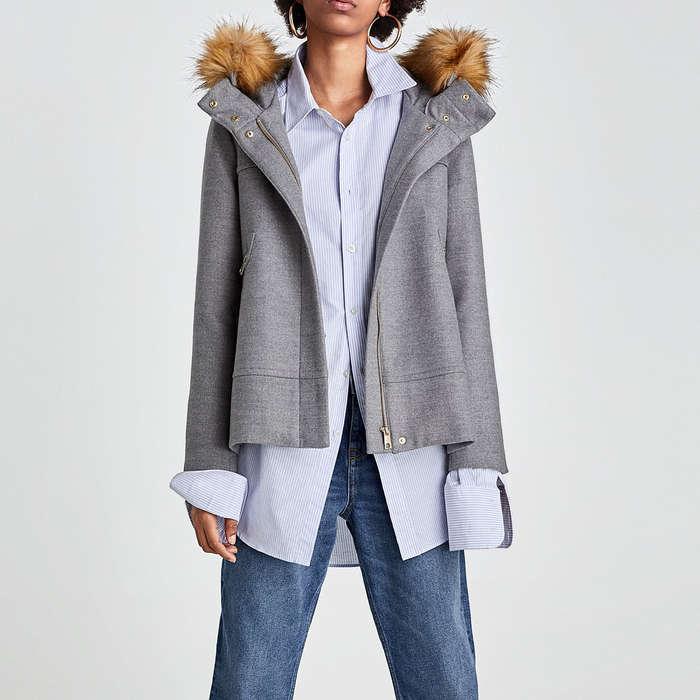 Zara Coat with Textured Hood