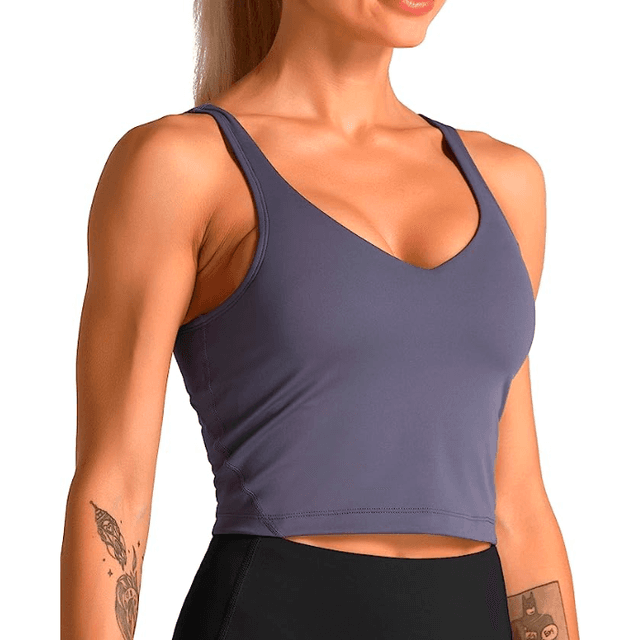 Exercise tops with built in deals bra