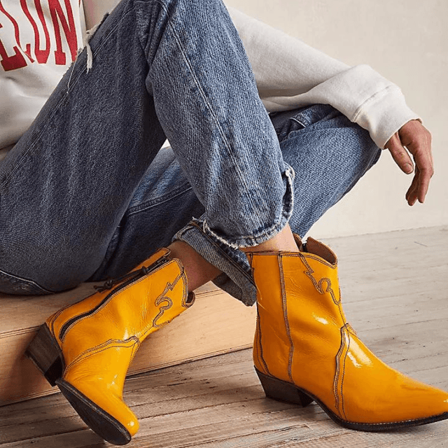 Mustard color ankle sales boots