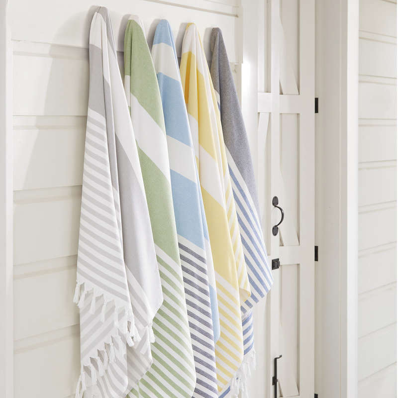 Kassatex Sonia Stripe Beach Towel 100% Long Staple Turkish Cotton 